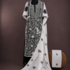 Elegant Black and White Viscose Georgette Salwar Suit