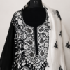 Premium Pure Viscose Georgette Black White Ethnic Suit for Women