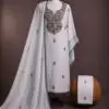 Pure Dyeable White Hand Work Suit