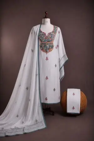 Pure Dyeable White Hand Work Suit