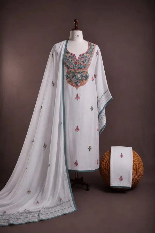Pure Dyeable White Hand Work Suit Pure Dyeable White Hand Work Suit