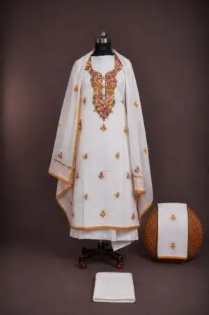 Pure Dyeable White Hand Work Suit Pure Dyeable White Hand Work Suit