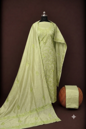 Mul chanderi tone to tone hand work suit